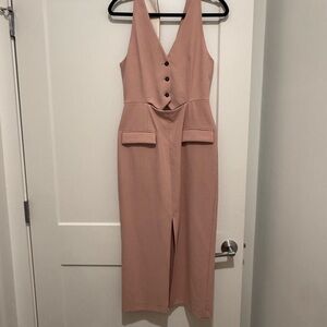 Zara Blush Pink Midi Dress with Buttons